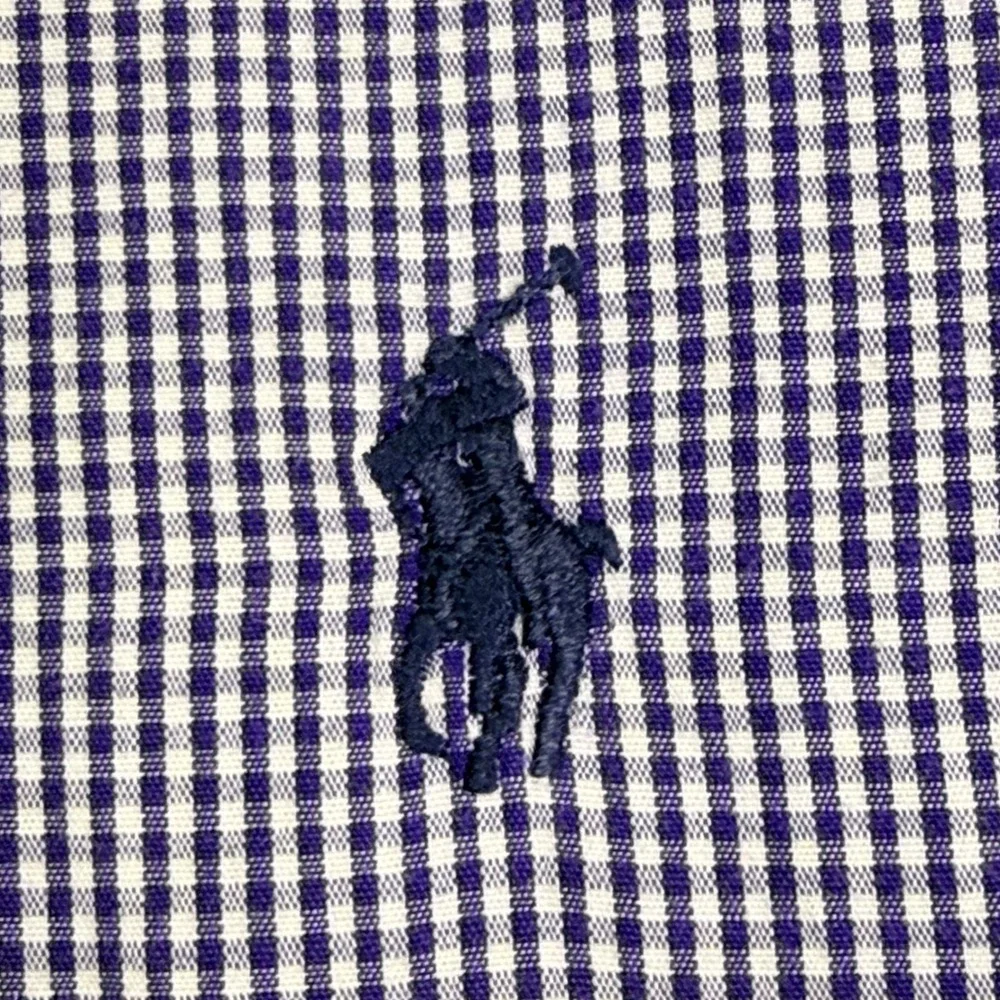 Ralph Lauren Yarmouth‎ Shirt Mens Large 16.5 Blue Purple Micro Check Button Down